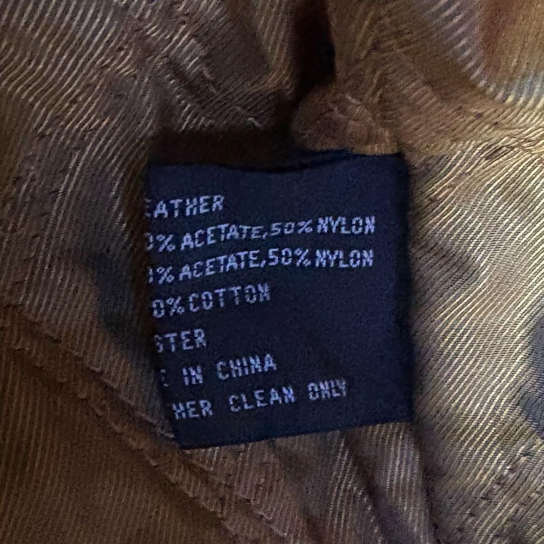 古着 本革レザージャケット 茶色 XL ジップアップ ブルゾン ブラウン革ジャン