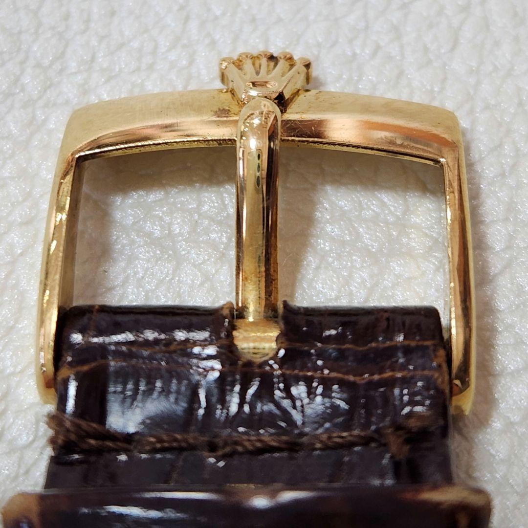 N㊵ロレックス純正 K18YG無垢 16mm尾錠 クロコ?ベルト