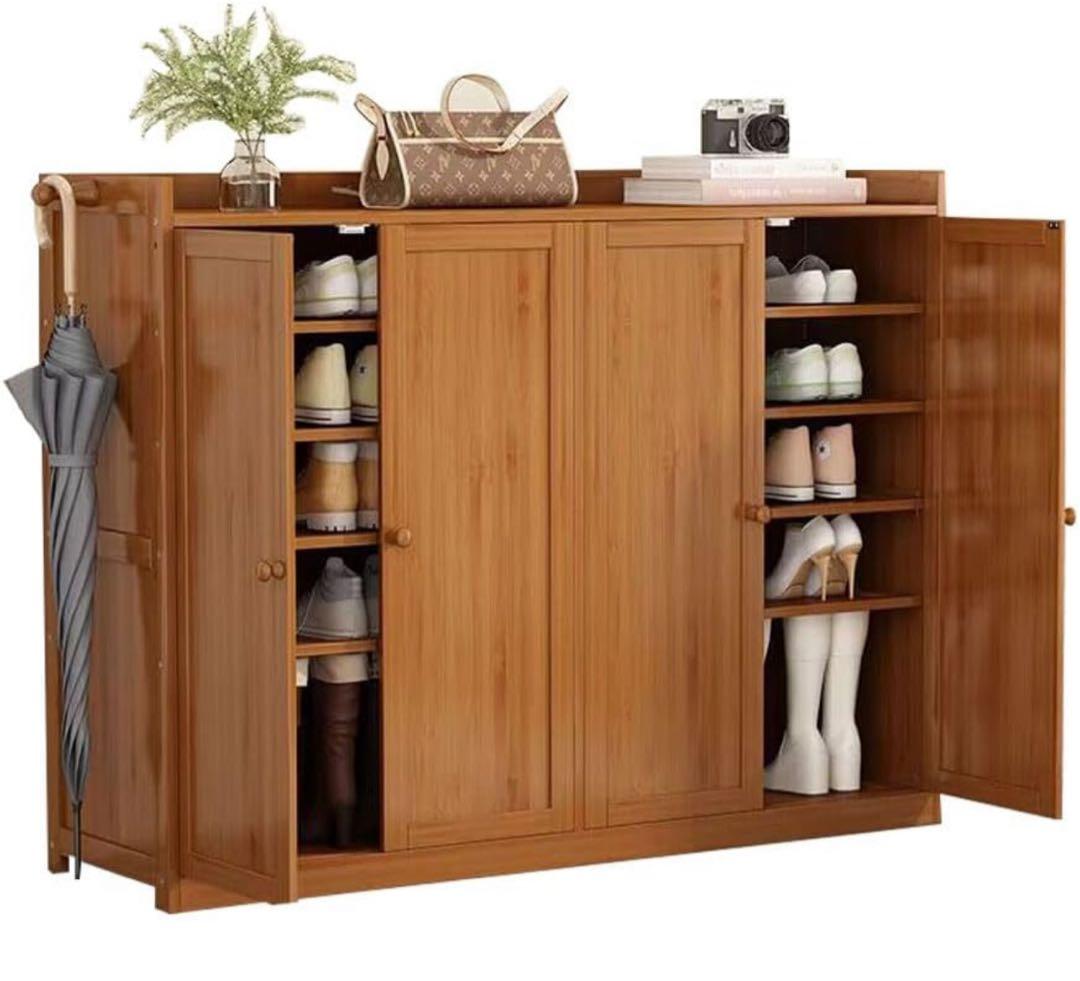 新品未開封 シューズボックス 幅120cm 扉付き 可動棚 下駄箱 玄関収納