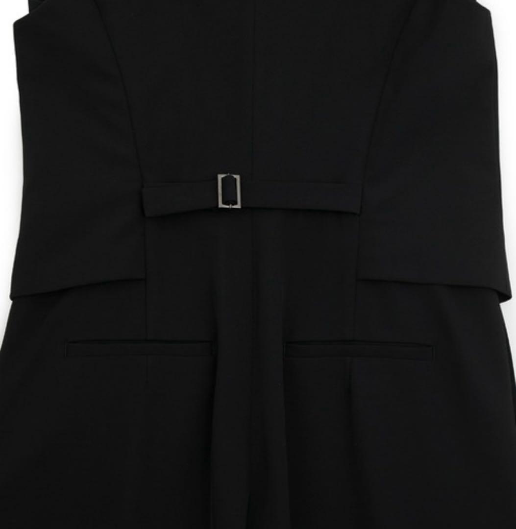 オールインワン ブラック ノースリーブ サロペット