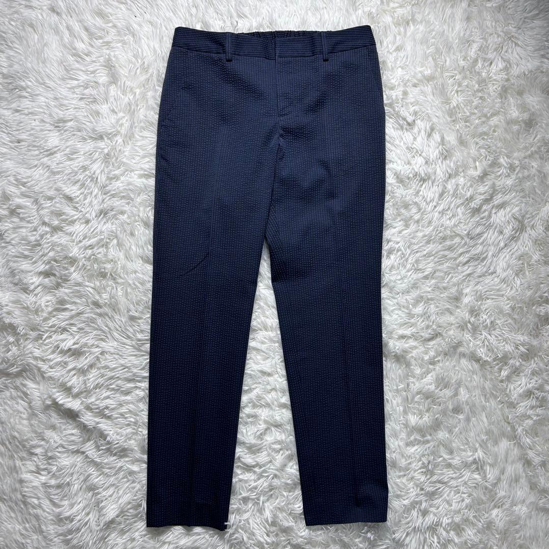 グリーンレーベルリラクシング シアサッカー パンツスーツ セットアップ ネイビー