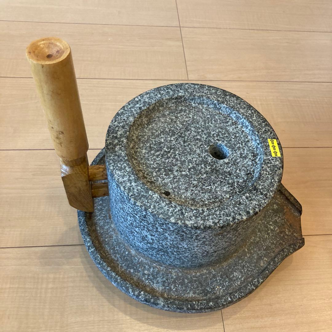 石製調理用臼 木製ハンドル付き