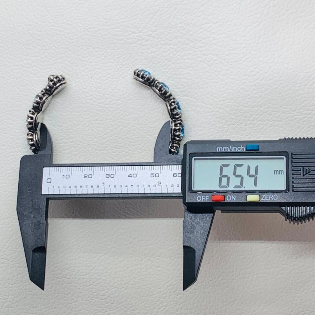 美品 グッチ キャット バングル ブルー ビジュー ブレスレット サイズ 18