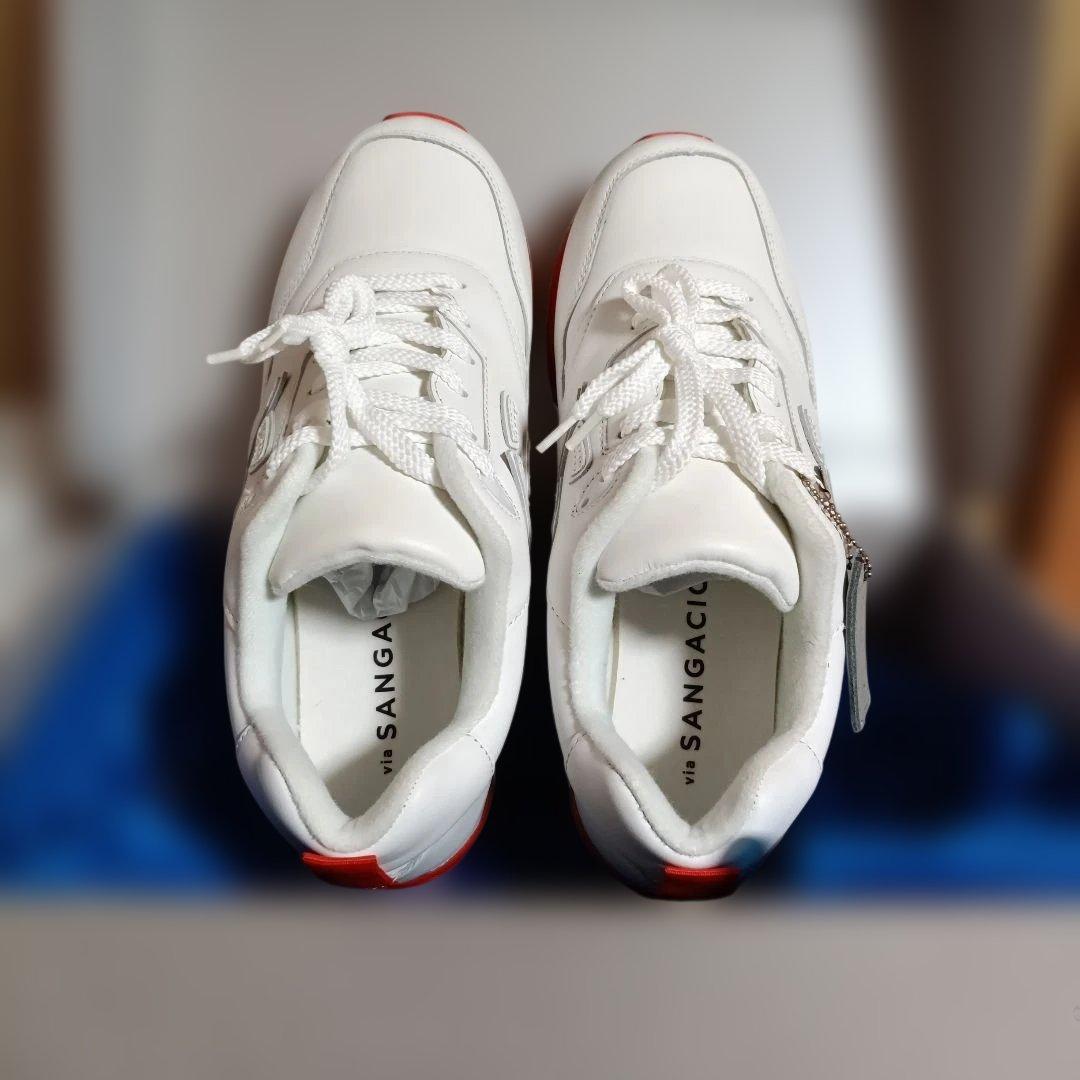 未使用 メンズ SANGACIO にゅ スニーカー27cm 赤 白