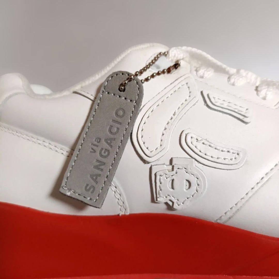 未使用 メンズ SANGACIO にゅ スニーカー27cm 赤 白