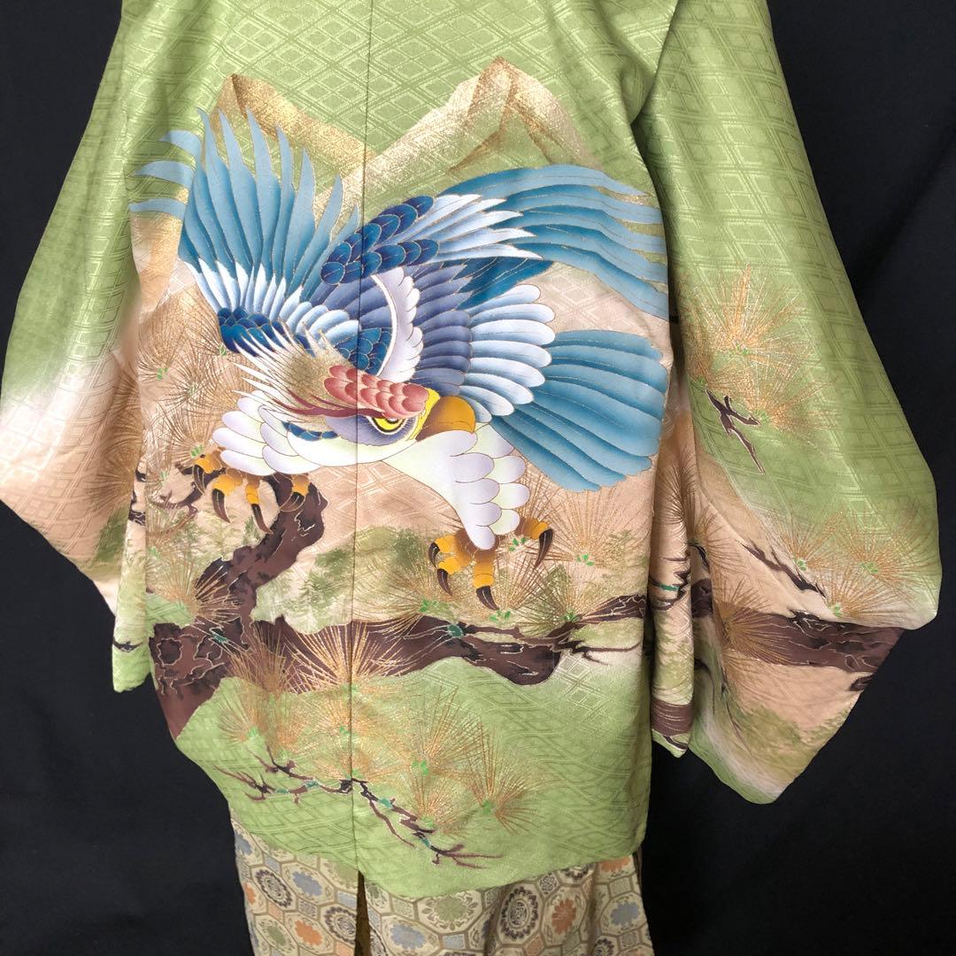 七五三 5歳　男の子　抹茶色　羽織　着物　袴　セット 753 5才　五歳　男児