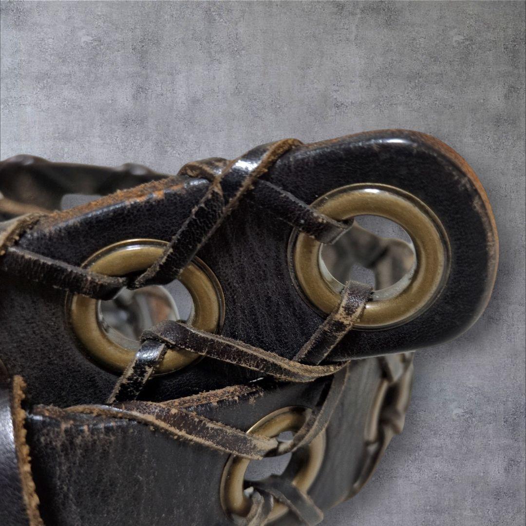 トルネードマート リング ベルト 本革 お兄系 ギャル男 ダークブラウン