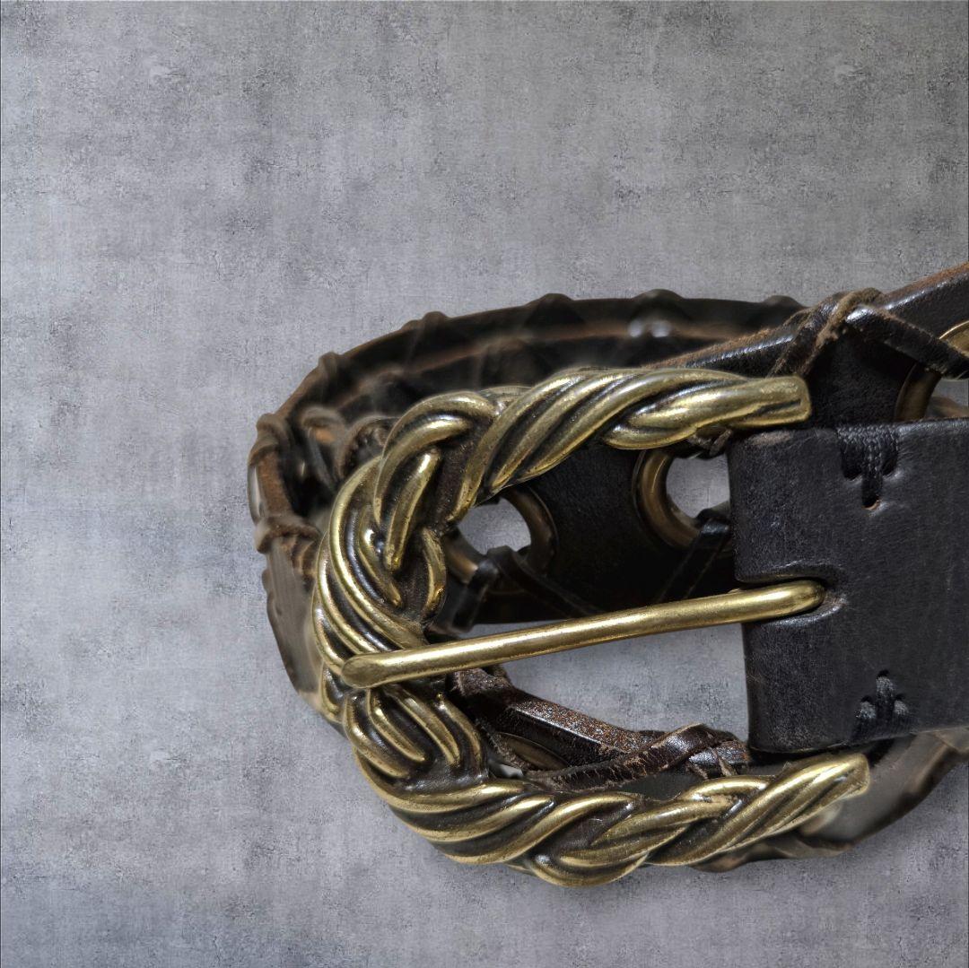 トルネードマート リング ベルト 本革 お兄系 ギャル男 ダークブラウン