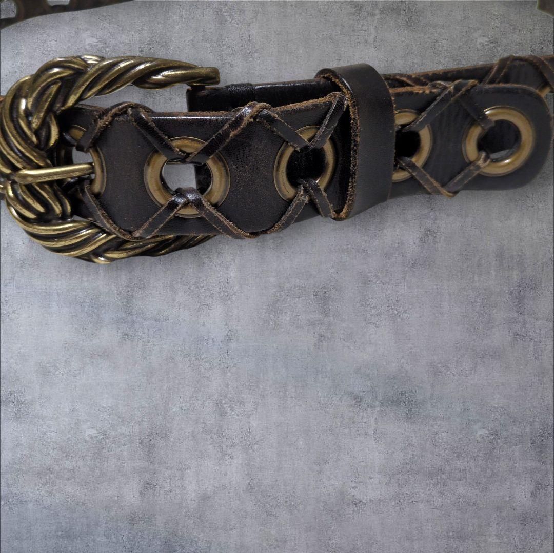 トルネードマート リング ベルト 本革 お兄系 ギャル男 ダークブラウン