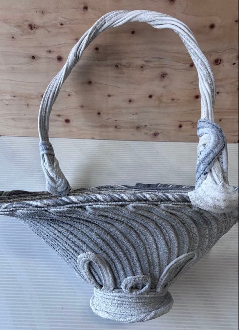 かさぶらんか　紲鉢　綱木紋　植木鉢　新品　観葉植物　ミックス　グレー　ざらっと