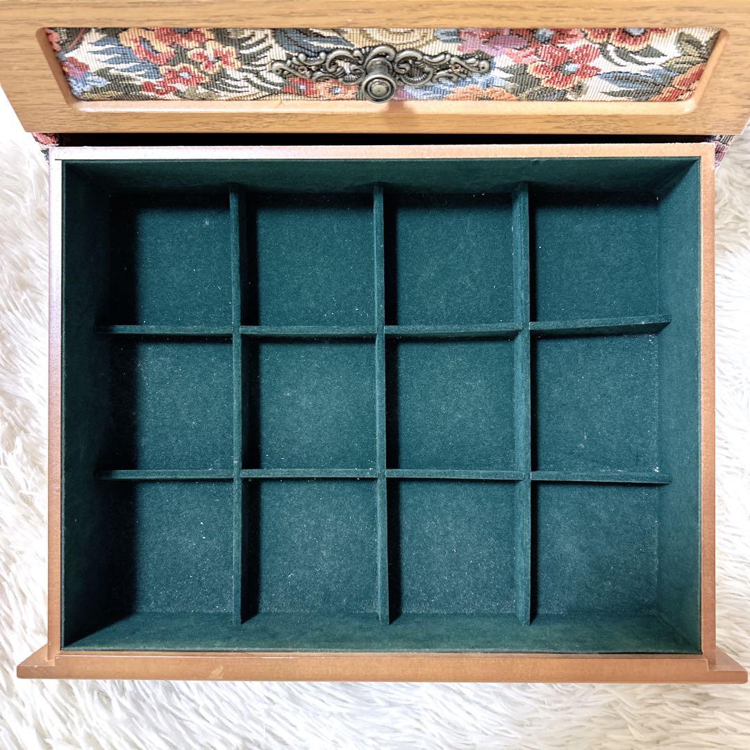 アンティーク ジュエリーボックス ゴブラン織 メイクボックス 鏡台 小引出し