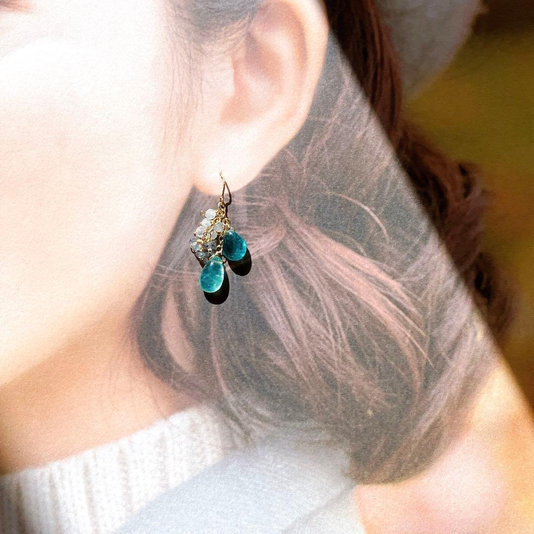 のんたん◆グランディディエライト×ブルームーンストーン×サファイアピアス