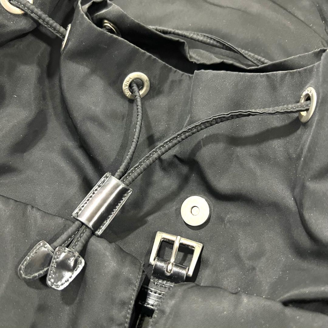 PRADA リュック バックパック 三角ロゴ 黒ブラック レザー ナイロン白タグ