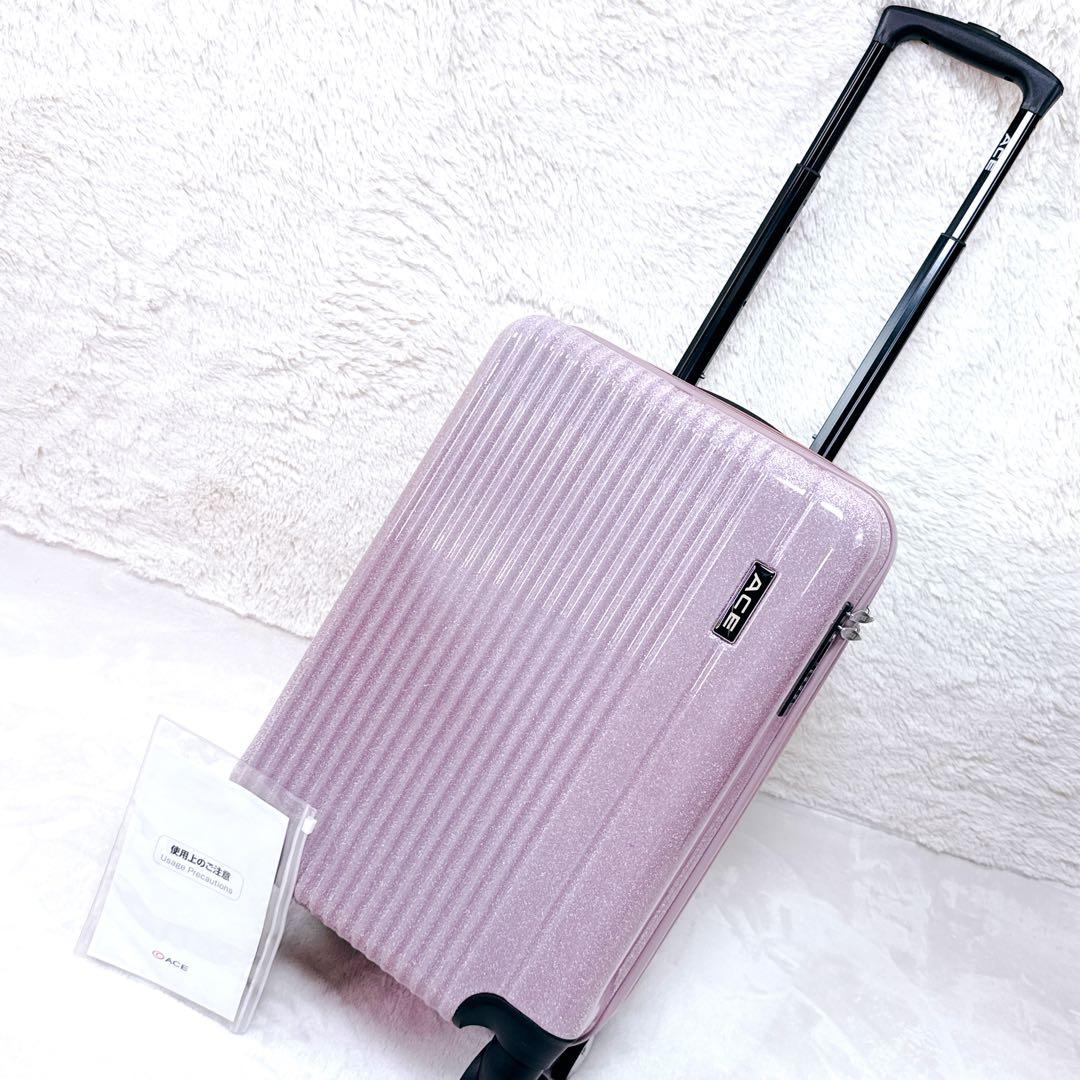 限定品✨ ACE　拡張タイプ　ピンクラメ　4輪　機内持込　TSAロック　キャリー