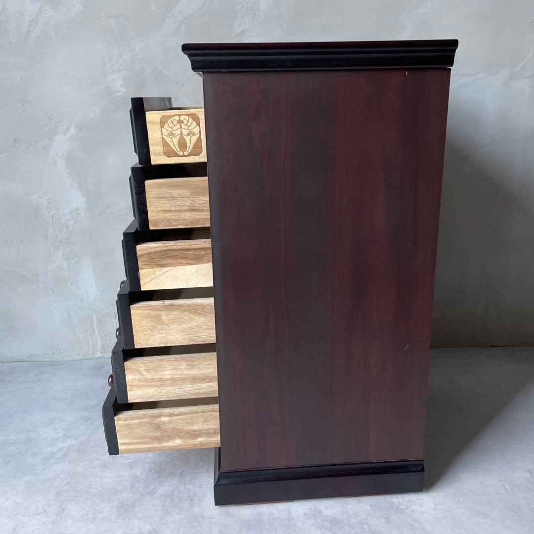 桜材 葉隠 民芸家具 木製 6段抽斗 小箪笥 ナイトテーブル サイドボード