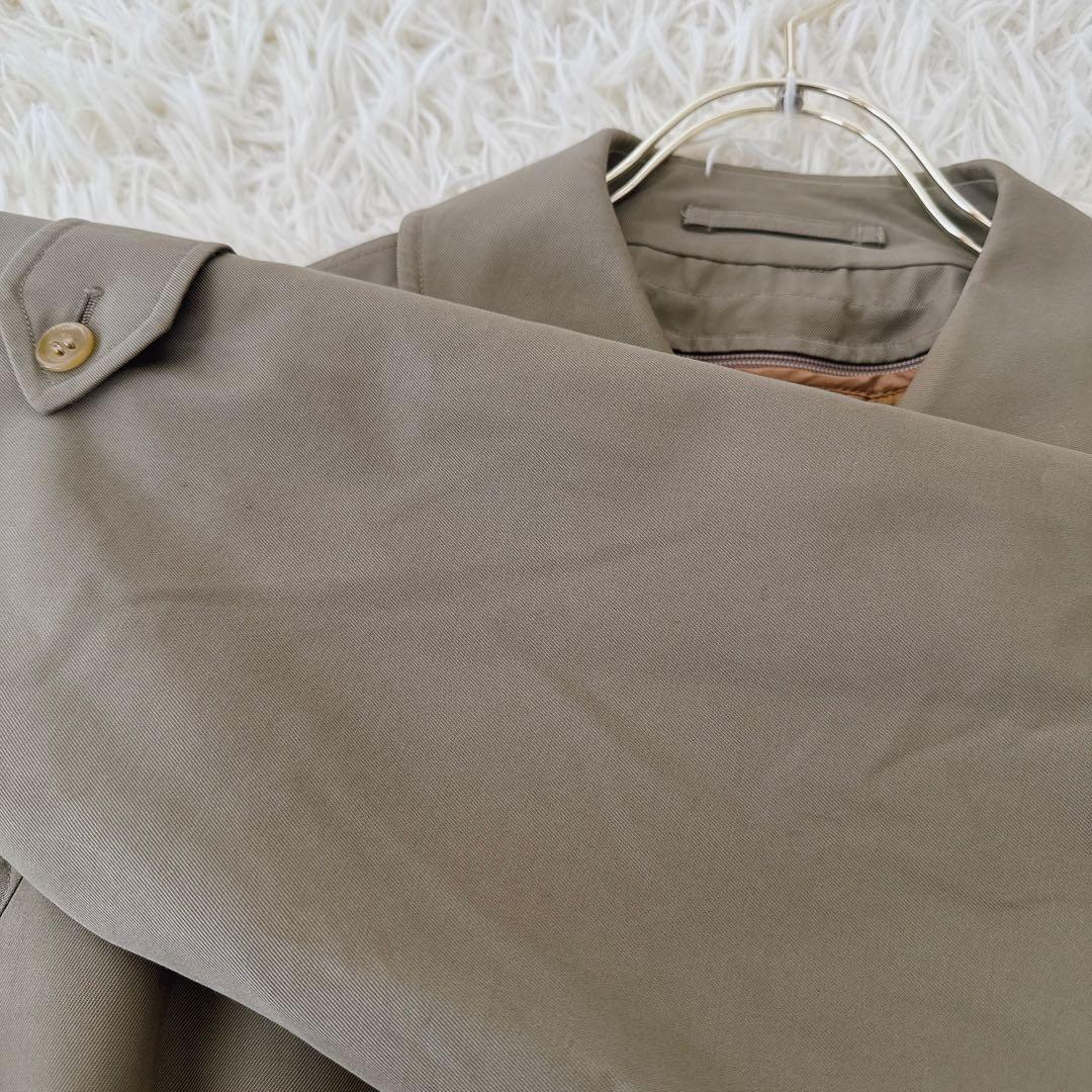 美品 L相当!!バーバリー ウールライナー付 ステンカラーコート ロング カーキ