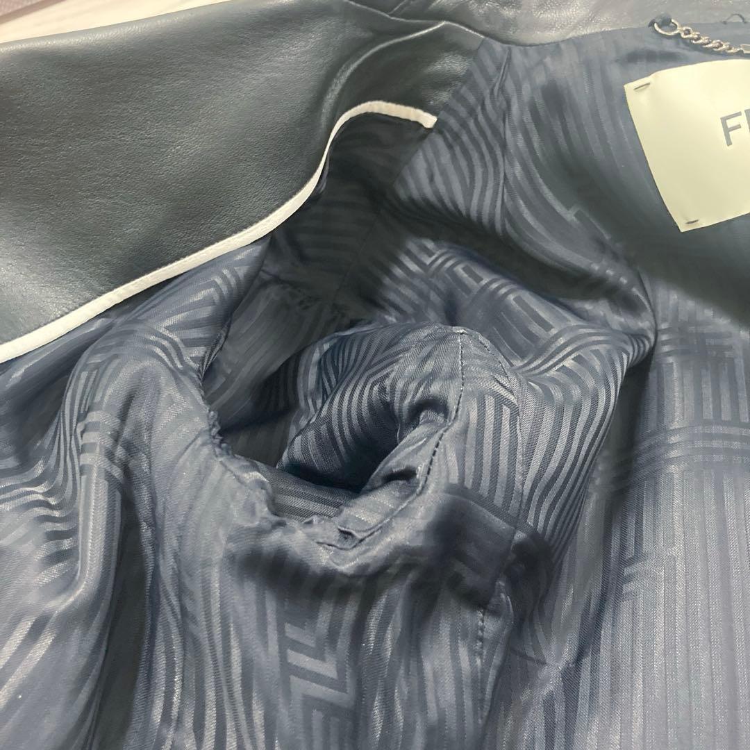 ✨新品同様✨FENDI　ライダース　アームロゴ　ズッカ　Lサイズ　ラムレザー　黒