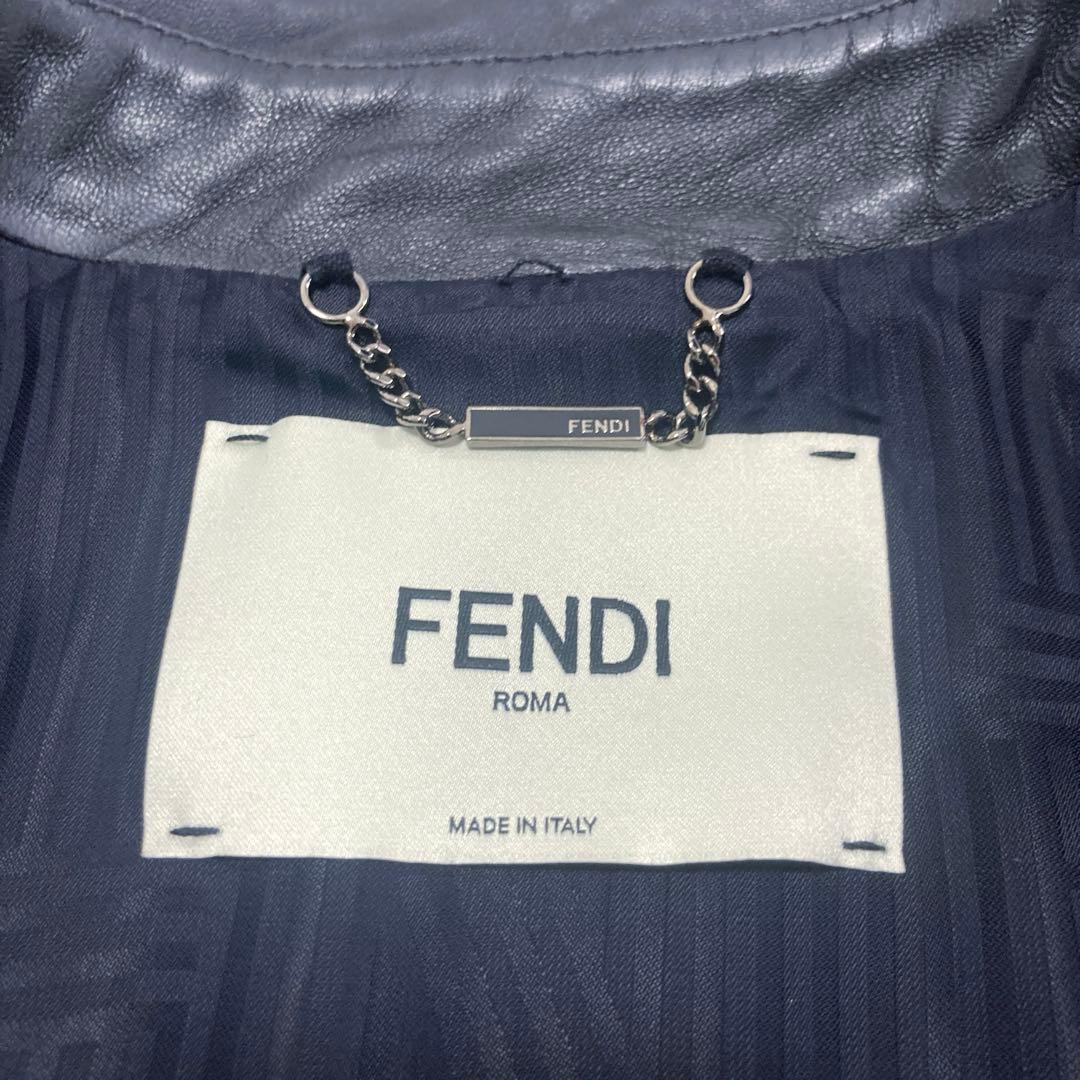 ✨新品同様✨FENDI　ライダース　アームロゴ　ズッカ　Lサイズ　ラムレザー　黒