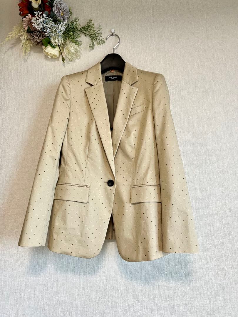 【希少】Paul Smith ポールスミス ベージュ ドット柄 上下スーツ 9号