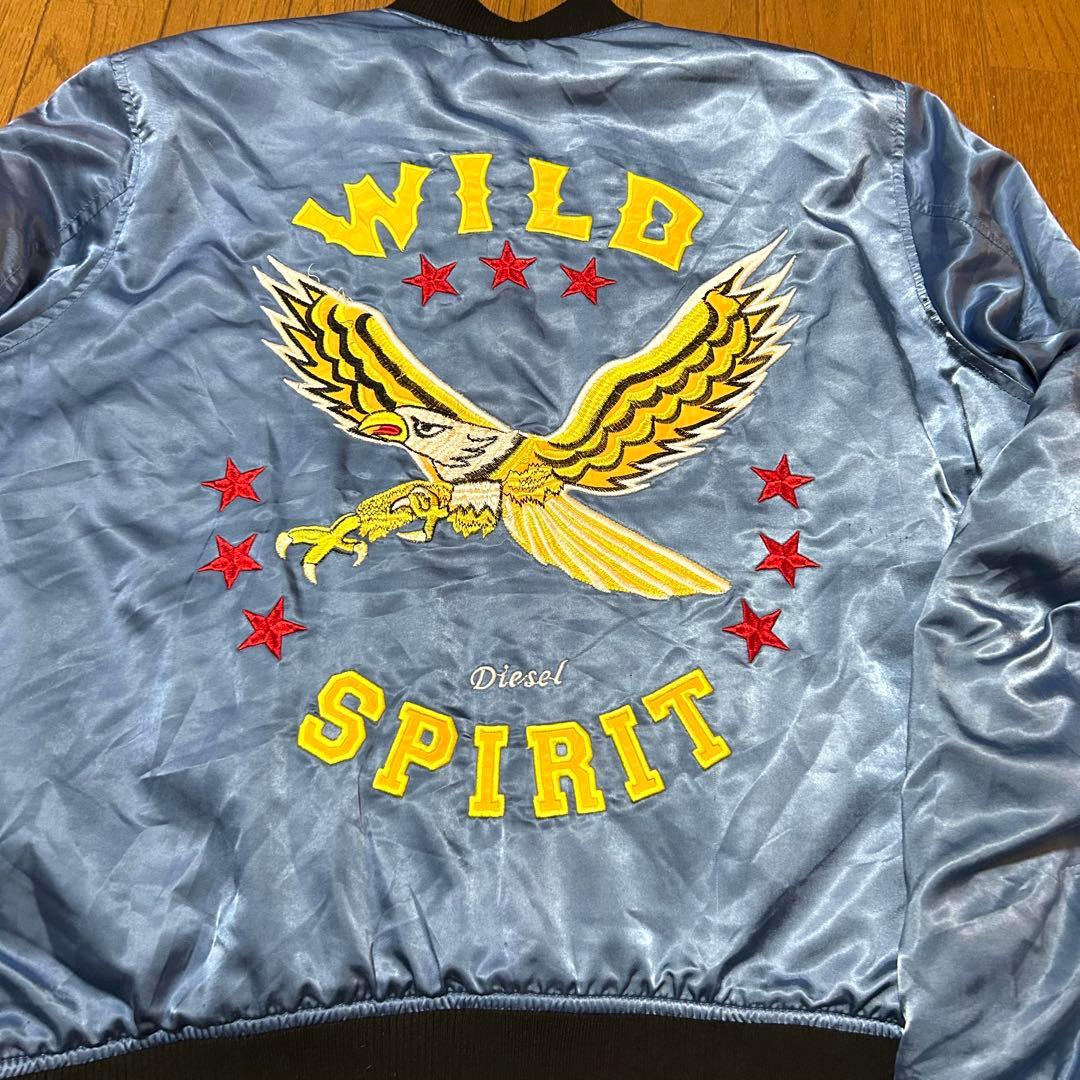 Lサイズ！DIESELディーゼル古着刺繍中綿ブルゾン スカジャン リバーシブル