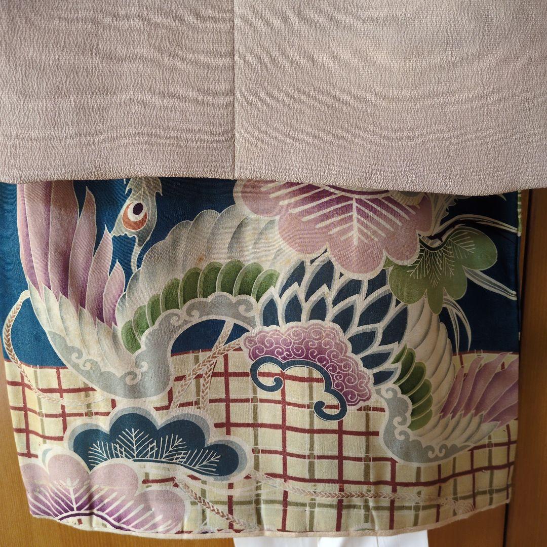 七五三３歳男の子アンティーク着物と正絹縮緬の被布（中綿無し）