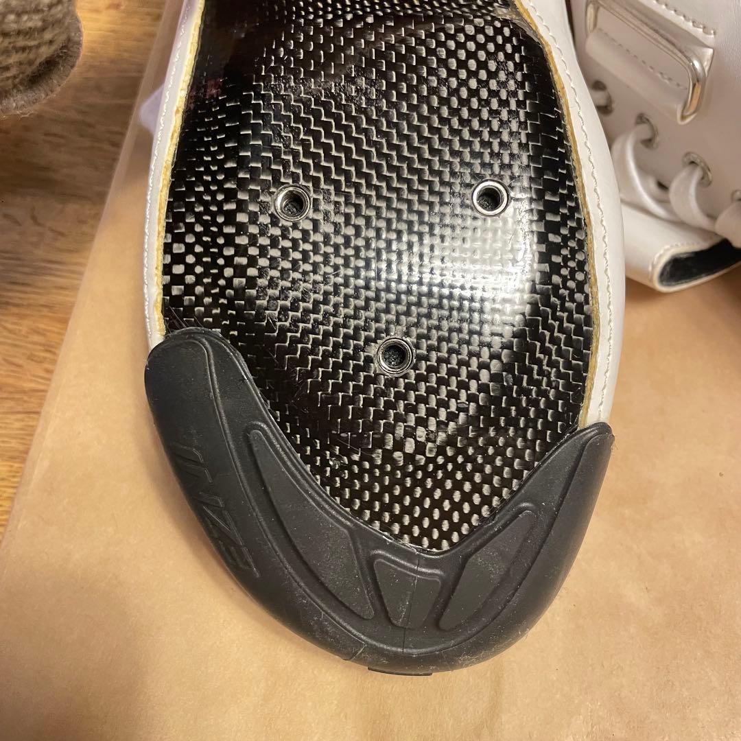 EZNI 自転車シューズ ホワイト ベルクロ　25.5 ハンドメイド　美品　競輪
