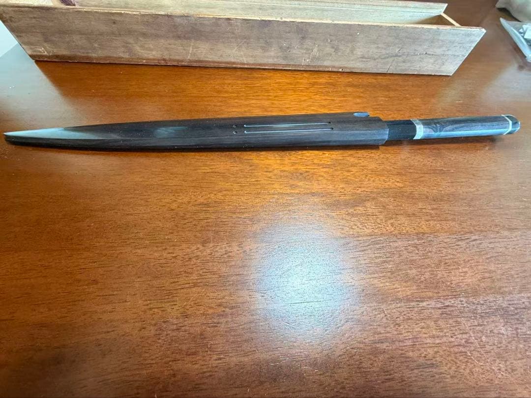 正本総本店 尺一 純日本鋼 本焼 銀二巻 黒檀柄 名入 黒檀鞘 袱紗・箱付