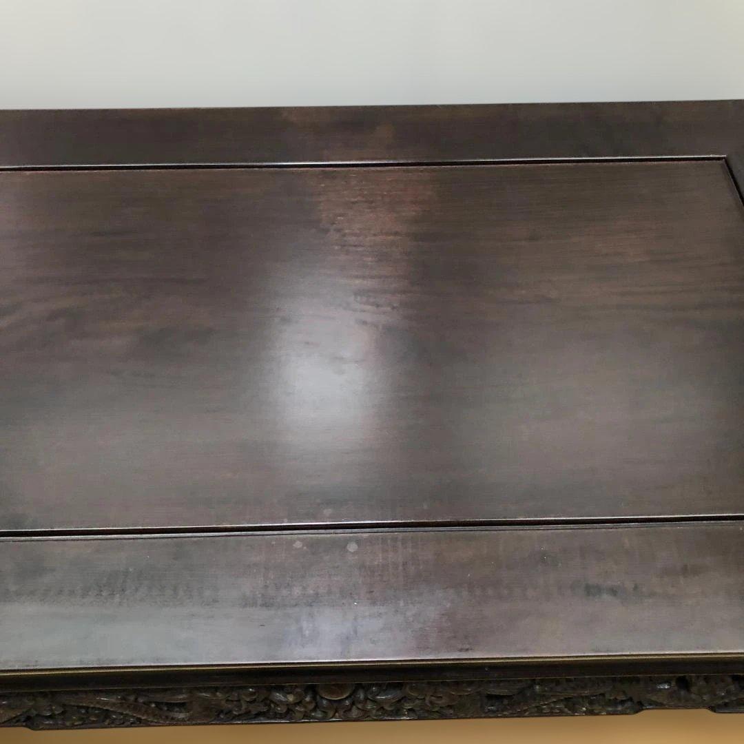 送料無料 中国家具 彫刻座卓 龍彫刻 唐木調 大型 ローテーブル 251214