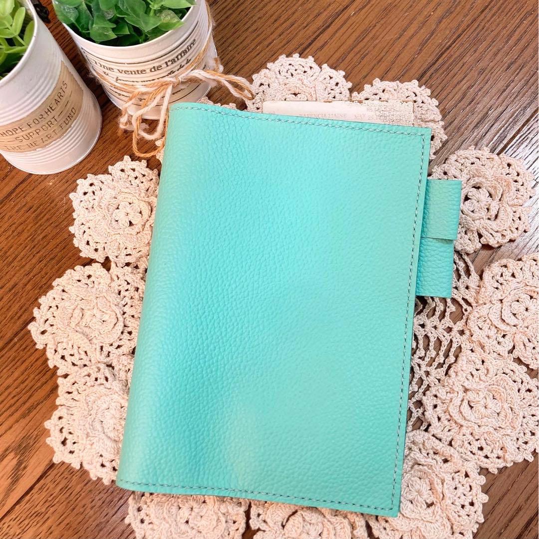 ご確認用　A5 手帳カバー　バタフライタイプ　牛革ティファニーブルー　本革