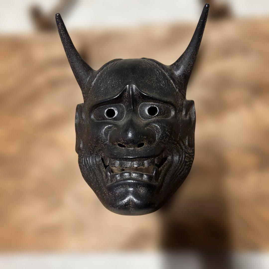 「鬼面 般若 お面 壁掛け 和風インテリア 木製 民芸 魔除け」