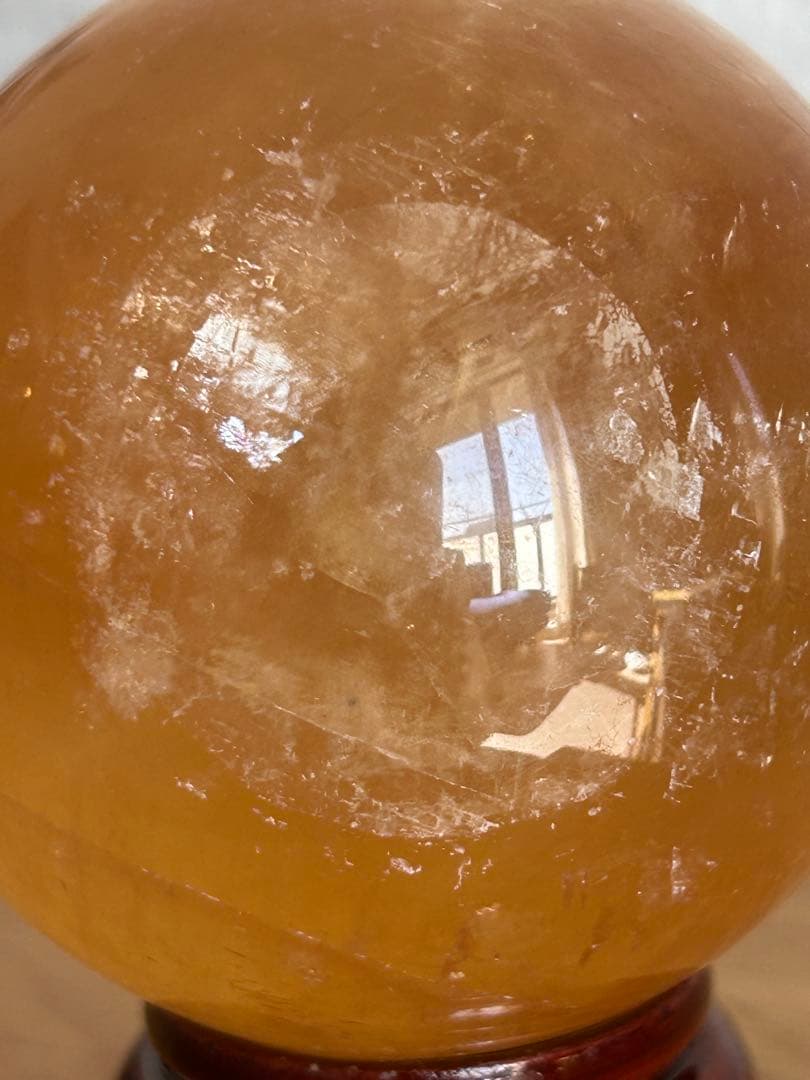 ゴールデンカルサイト スフィア 67mm 台座付 レインボー　虹入　丸玉