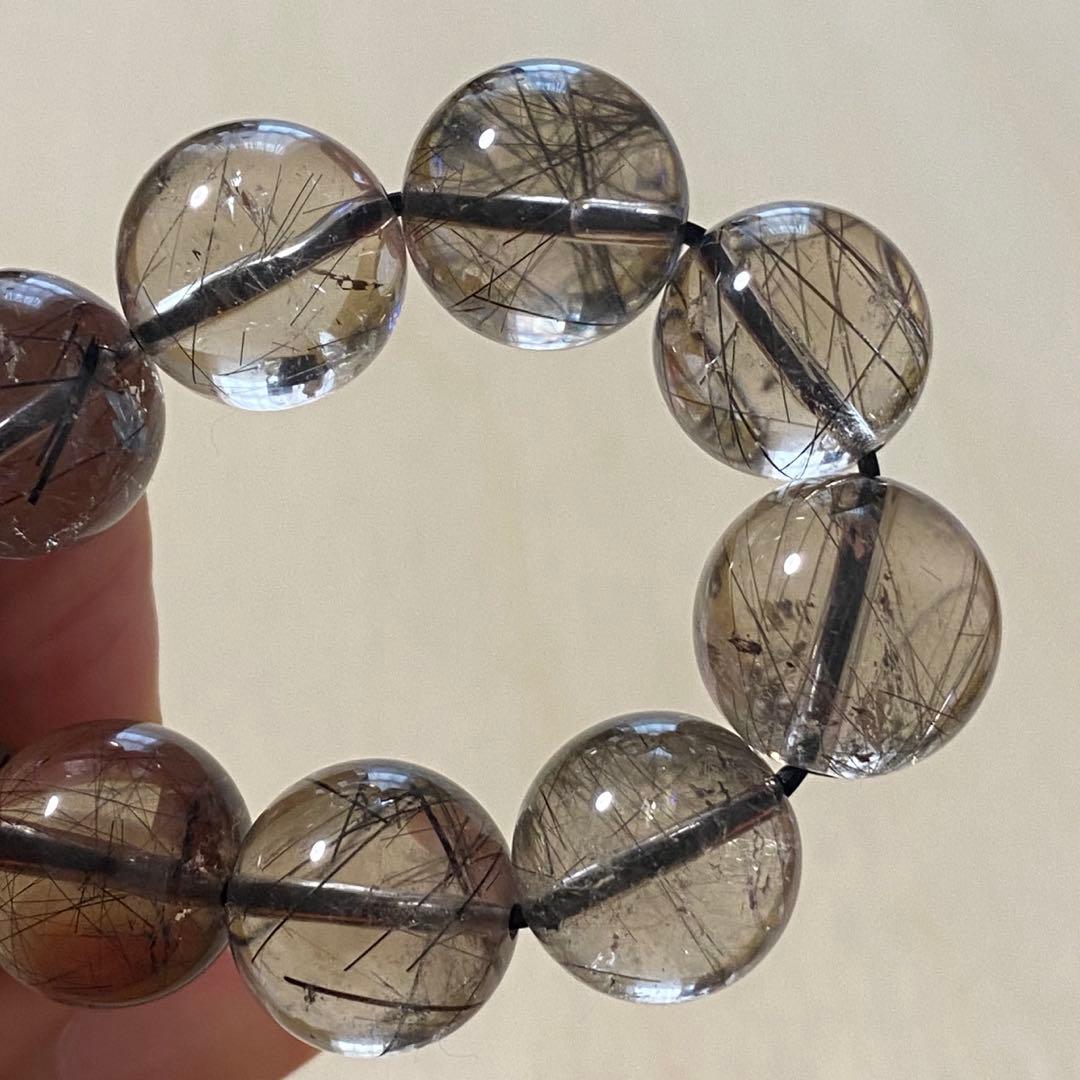 【9/17まで価格!!】ブラックルチルクォーツ 大玉 ブレスレット