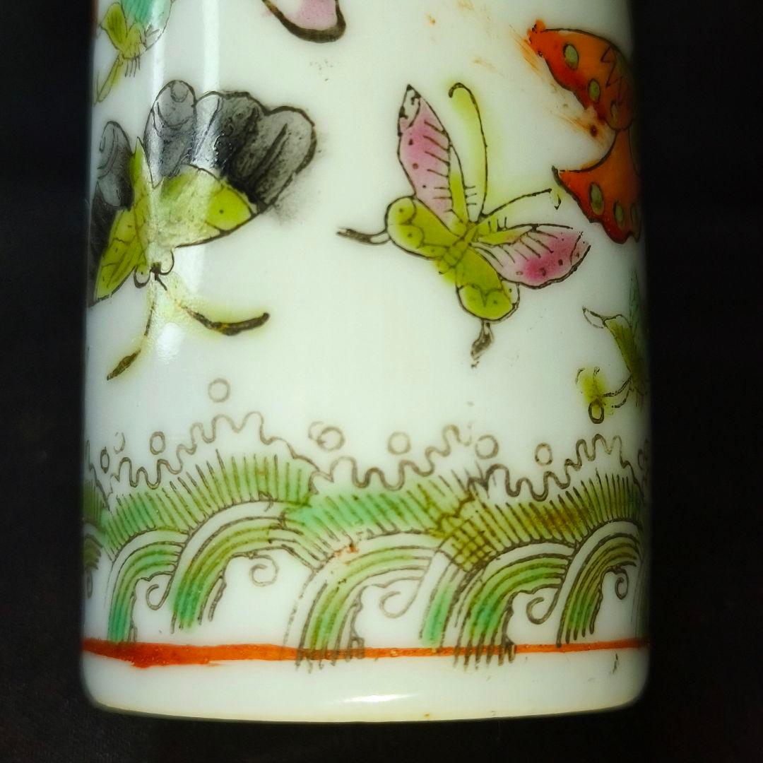 中国骨董 乾隆年製 粉彩筆筒 は花鳥文 古美術 骨董 年代物 アンティーク 美品