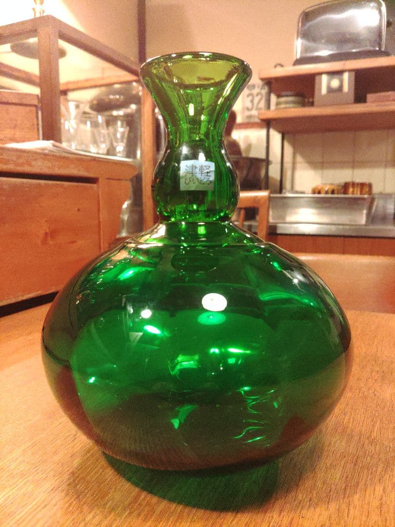 未使用　津軽びいどろ　北洋硝子　デッドストック　手吹きガラス　花瓶　ヴィンテージ