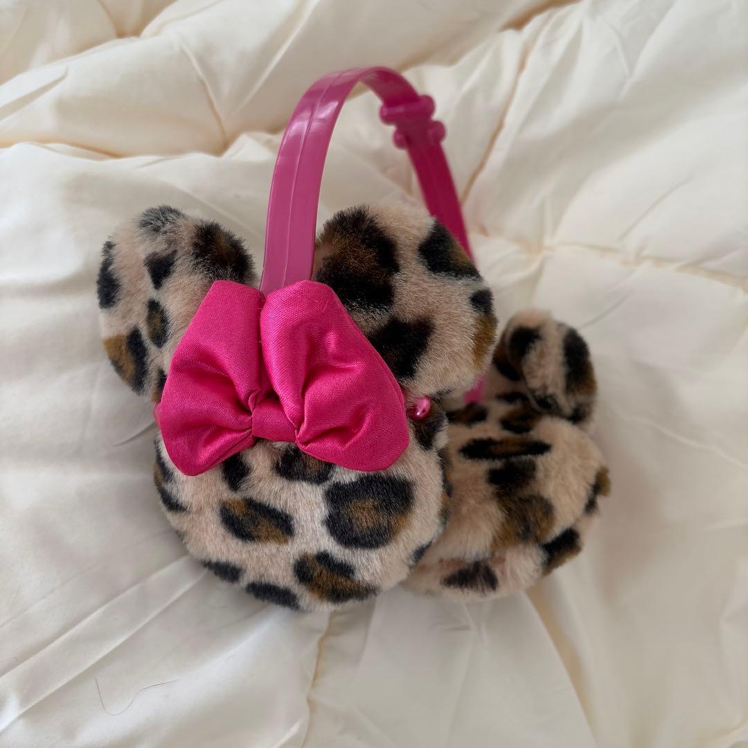 いいね増えたら値上げ ディズニー ミニー イヤーマフ ヒョウ柄 ピンク