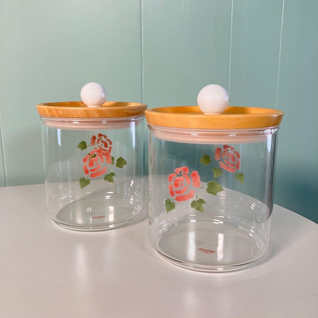 【希少✨】マニーローズ　ガラスキャニスター 2個セット♪