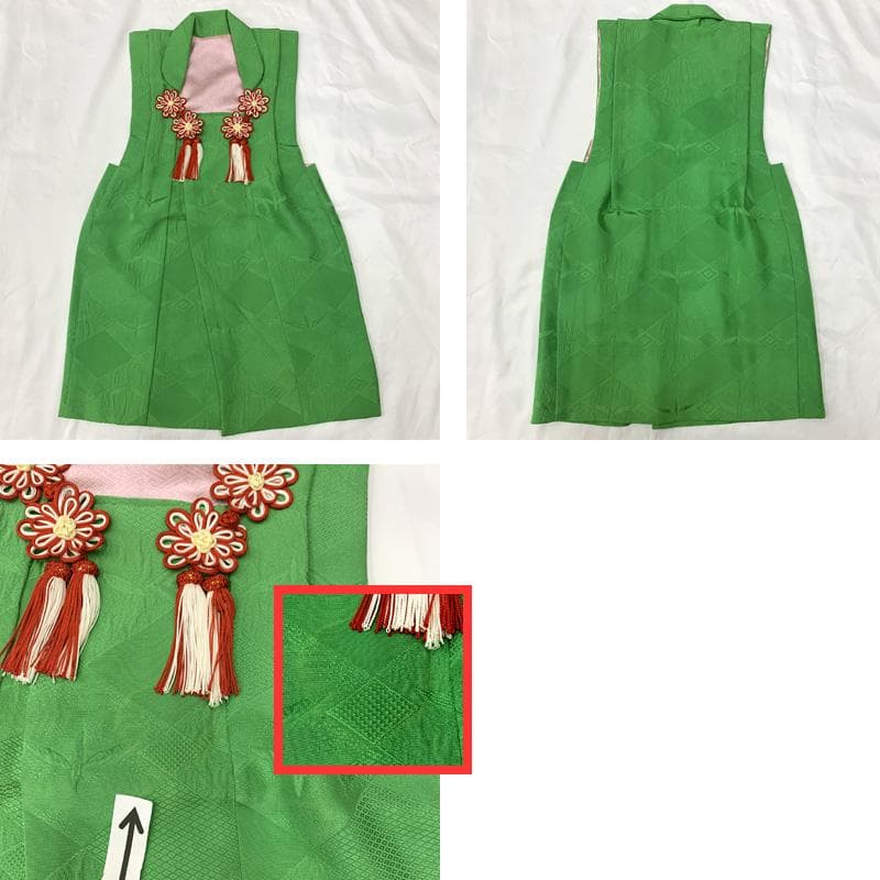 510ag27□七五三 三歳 女児 着物&被布 金彩 鈴 梅 白□状態良好