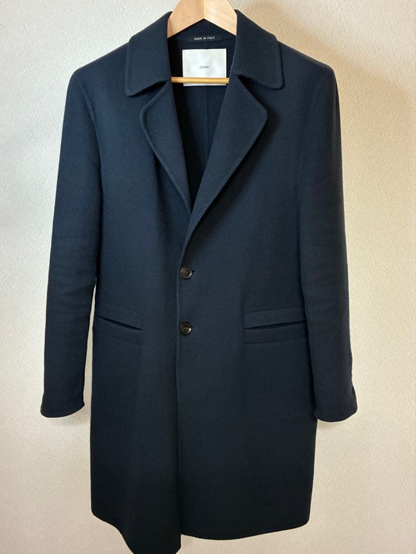 イタリア製 チェスターコート48 ネイビー