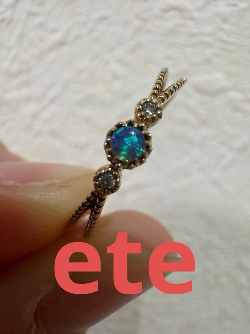 エテ　ete K10 ダイヤオパールリング　13号