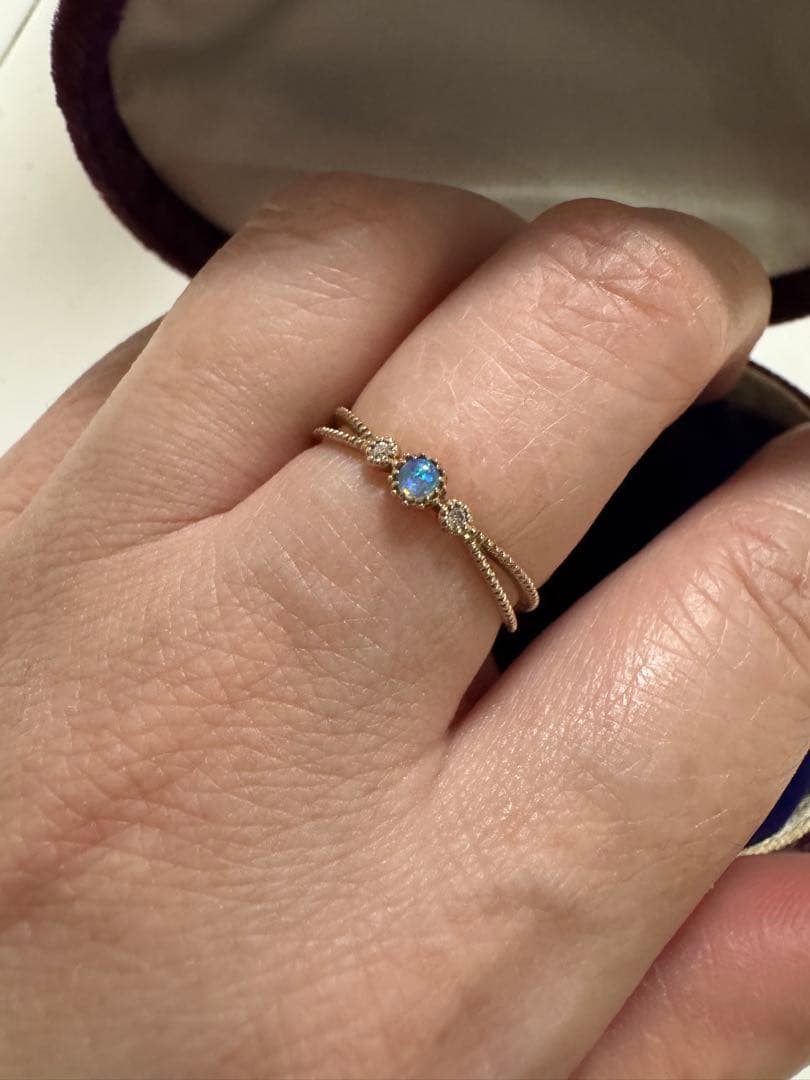 エテ　ete K10 ダイヤオパールリング　13号