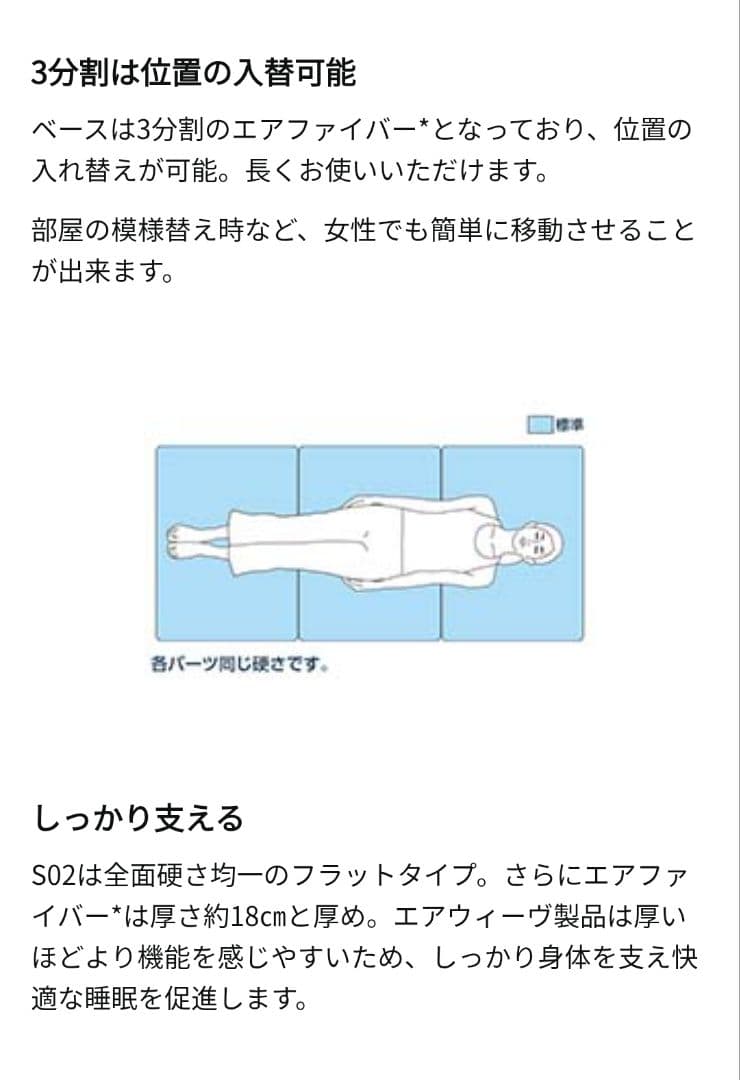 【YutaTanaka】エアウィーヴ ベッドマットレス S02シングル