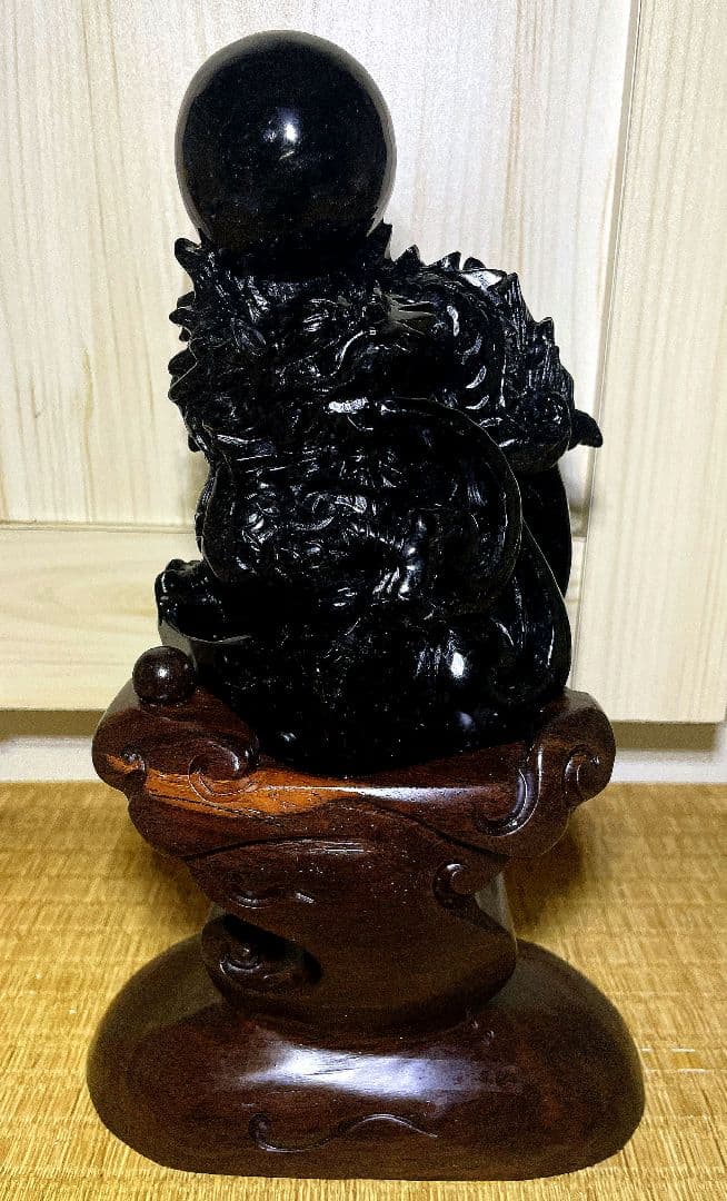 黒水晶 モリオン 龍 竜 彫刻 置物