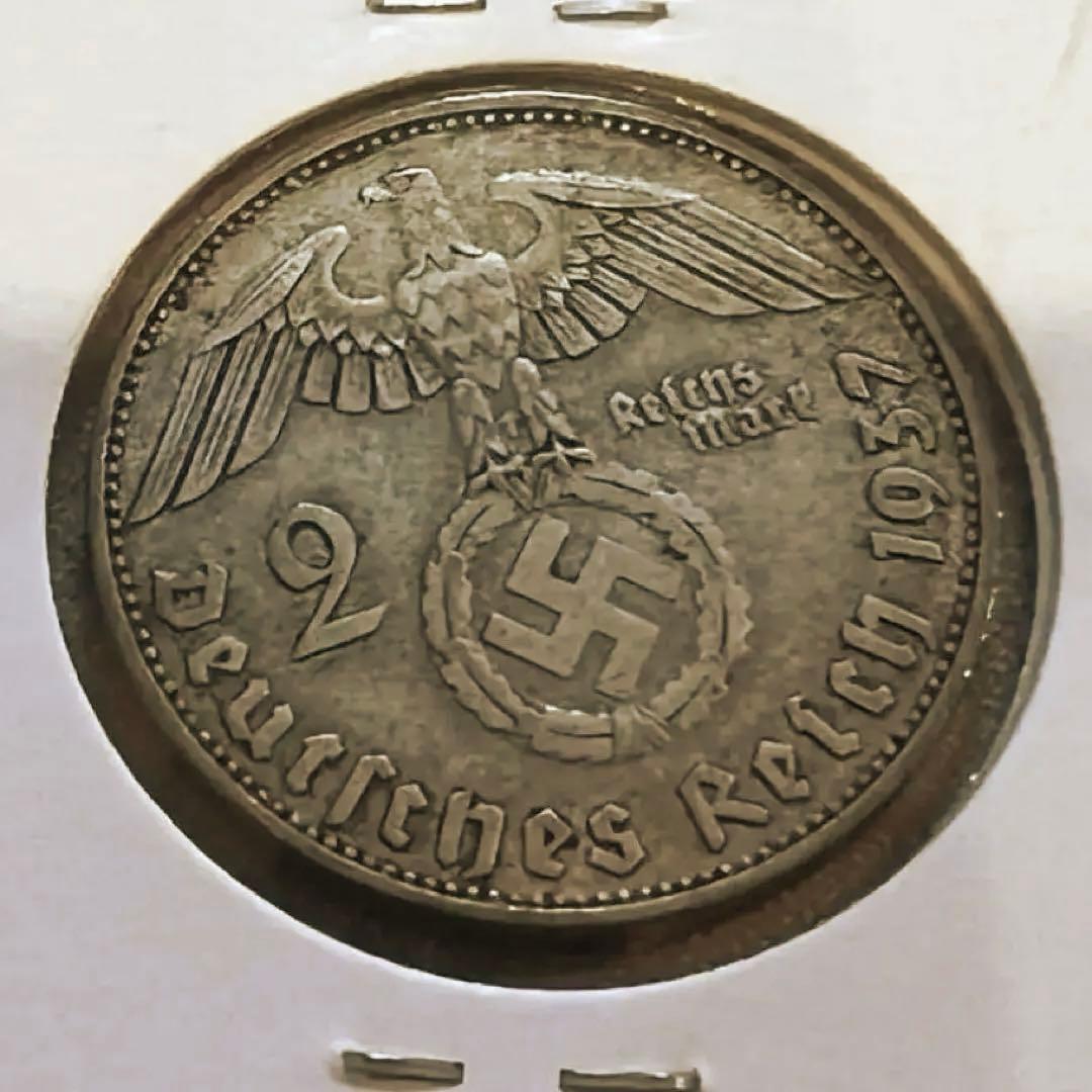 本物保証　第二次世界大戦ドイツ第三帝国銀貨　1937 年代物　貴重　銀貨