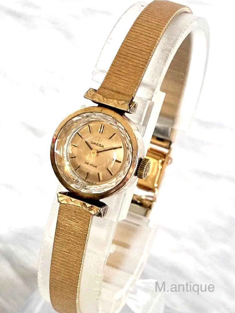 【OH済】OMEGA ゴールドデビル カットガラス 手巻きアンティーク時計