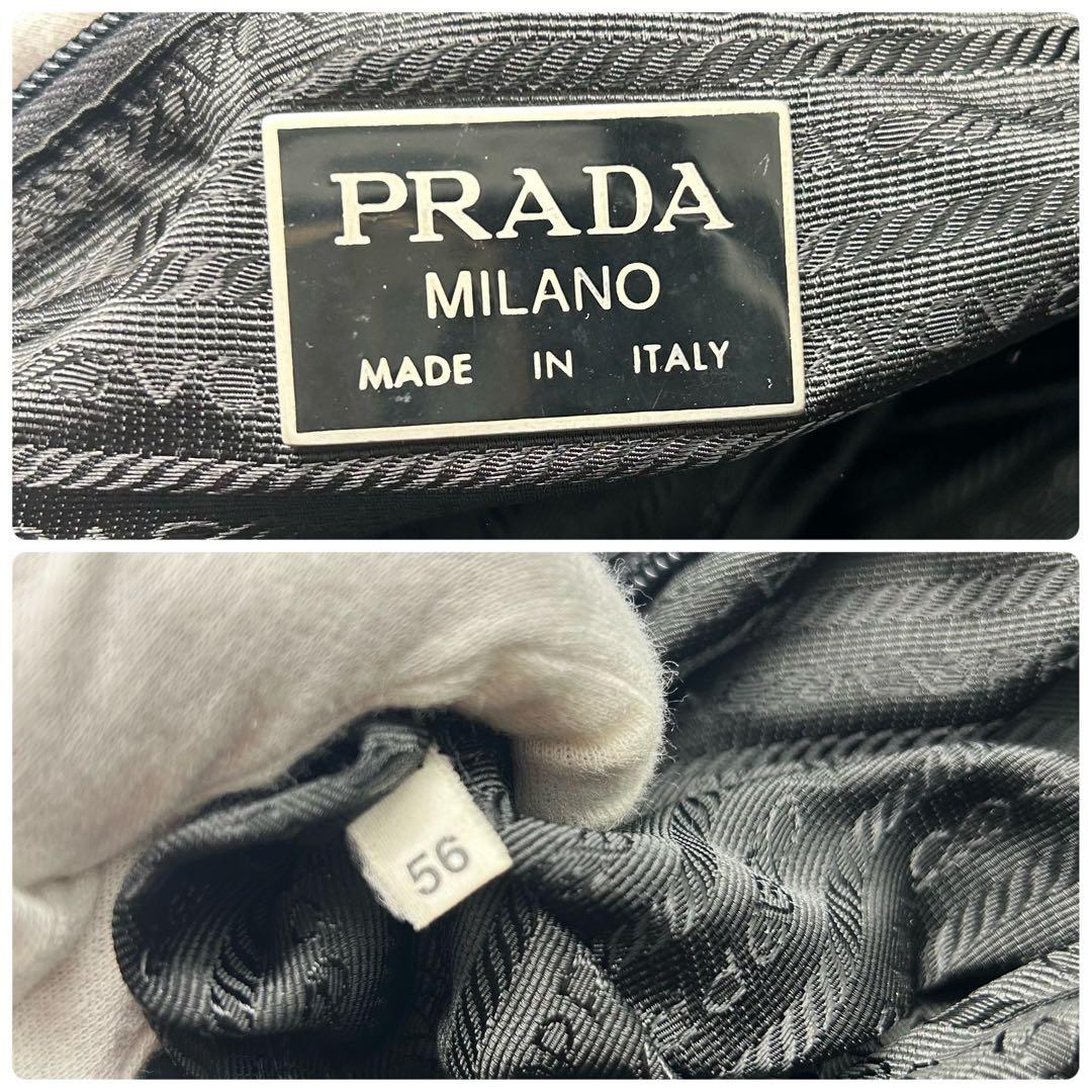 人気✨プラダ　ナイロン　ボストンバッグ　旅行用　レザー　三角プレート