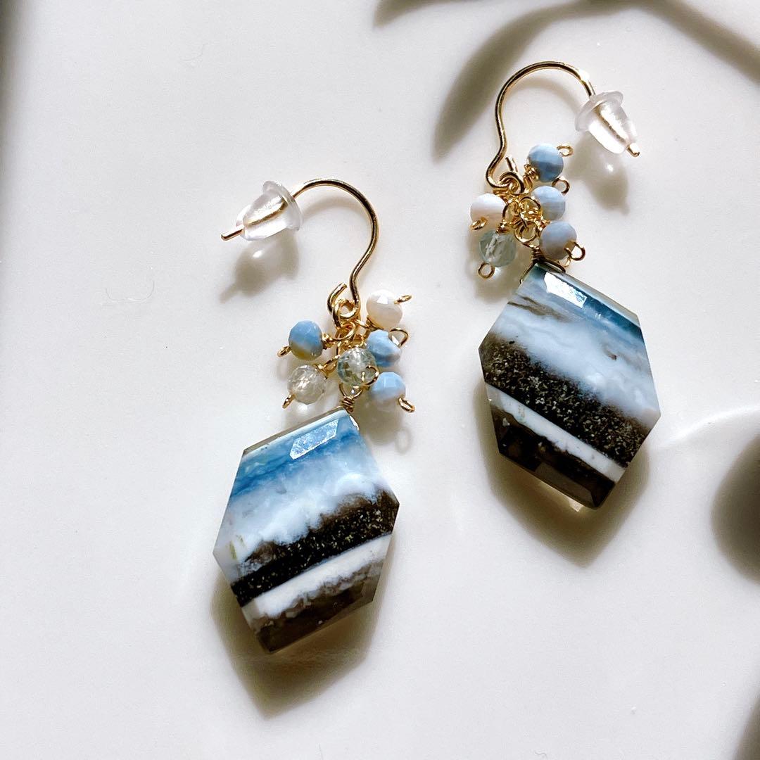 Kaya◆ひねりコンケーブカット✧ハニークォーツピアス