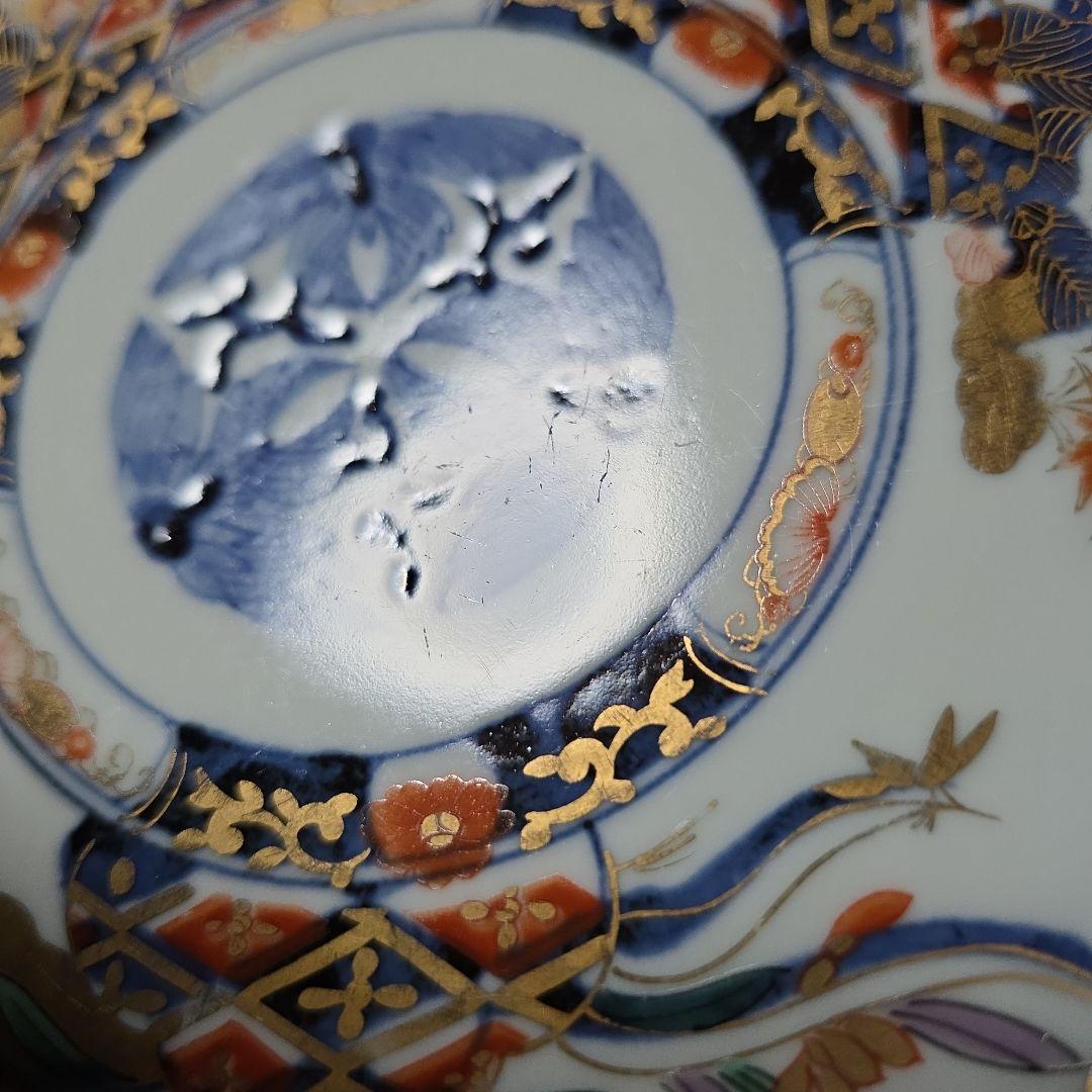 龍峰窯　染錦金彩四君子　古伊万里　19cm　中皿　3枚