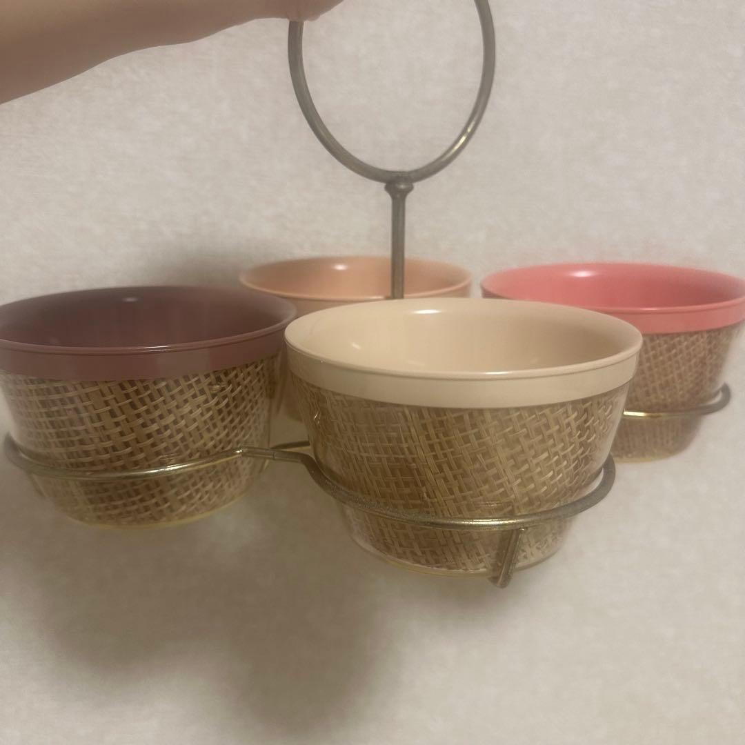 アメリカンヴィンテージ　ハンドル付き4個セットボウル