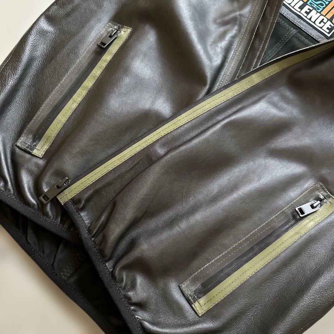 【DIESEL】 フード付きブラックレザージャケット パーカー サイズS 美品