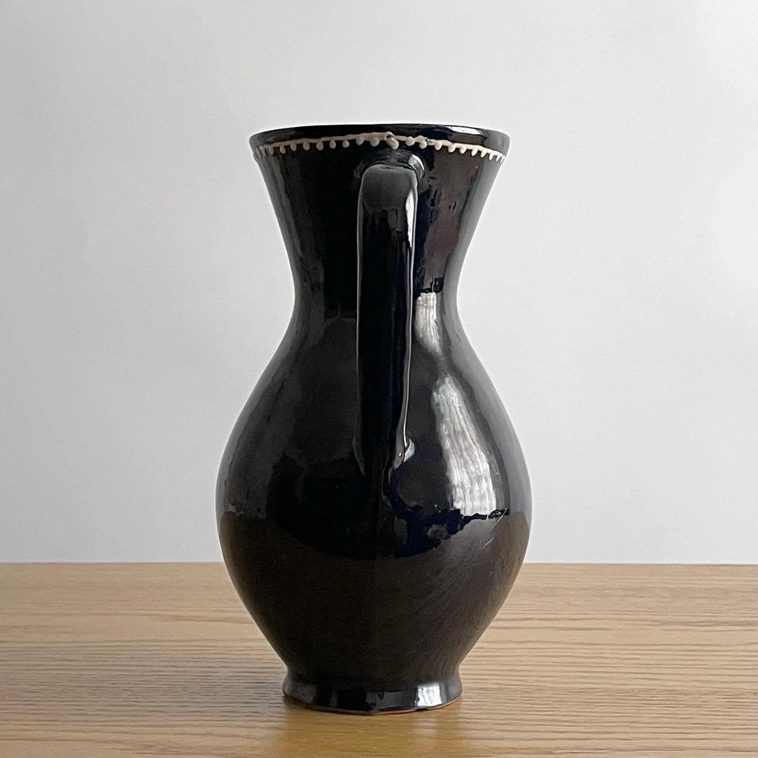 リトアニア？ ビンテージ いっちん描き 鳥花文 ピッチャー 花入 スリップウェア